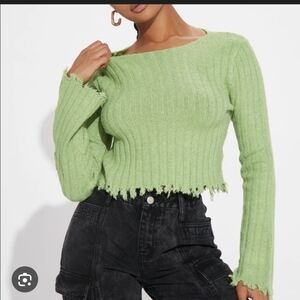 Fashion Nova Lime Off-the-Shoulder Sweater